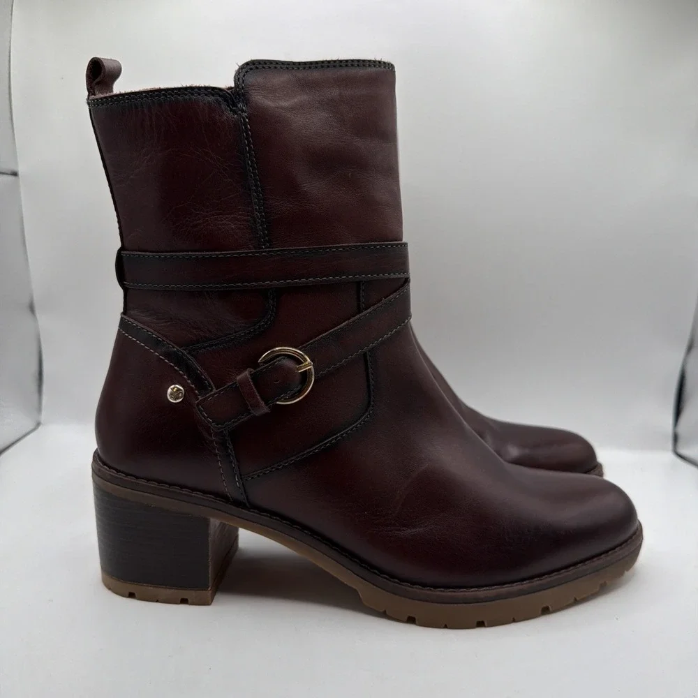 NWT Pikolinos Llanes W7H-8507 Caoba Brown Ankle Boots Size 39 US 9